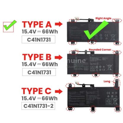 66Wh Asus C41N1731-A Battery - Image 2