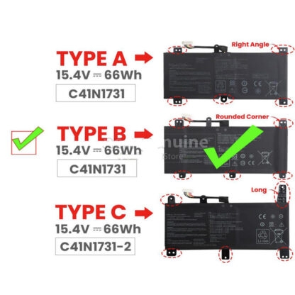 66Wh Asus C41N1731 B Battery - Image 2
