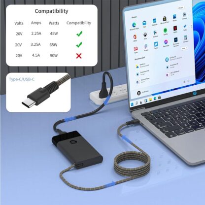 20V 3.25A 65W HP USB-C Adapter Charger with Rounded Corners - Image 2