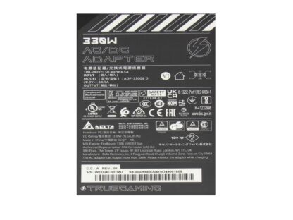 20V 16.5A 330W MSI Rectangle Conn AC Adapter Charger - Image 2